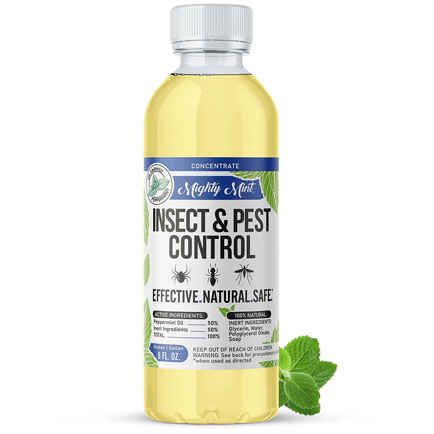 Mighty Mint Insect & Pest Control Peppermint Concentrate 8 oz - Makes 1 Gallon - Natural Formula Kills and Prevents Spiders, Ants, Flying Insects, and More